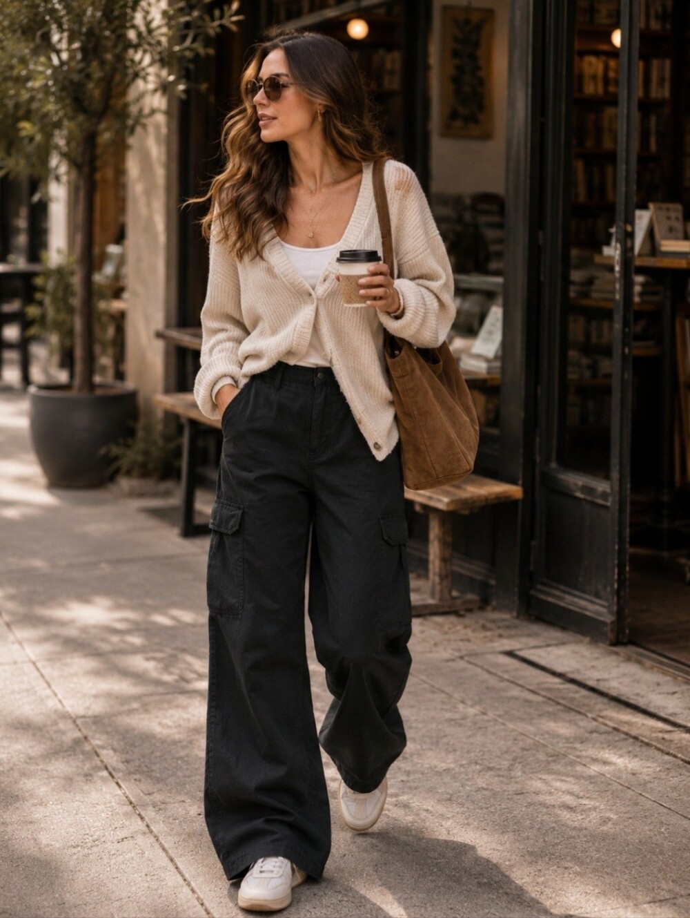American Eagle Black Wide-Leg Cargo Pants | Size 8 | Utility Streetwear